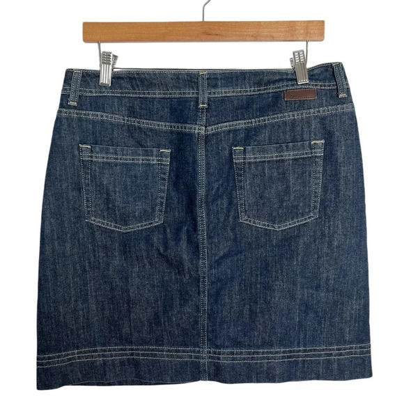 Boden Denim Mini Skirt Dark Wash Knee Length A-line Stretch Jean Skirt 10R - Picture 3 of 6